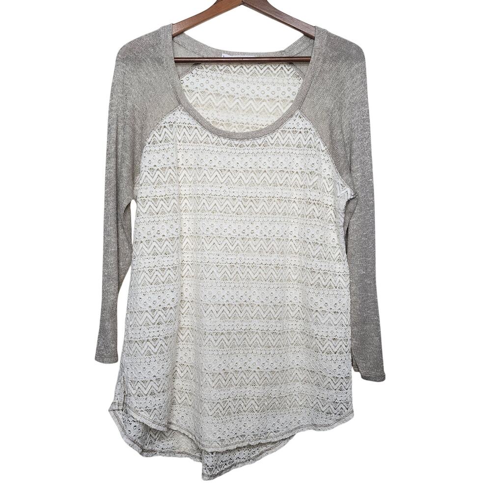 🌻3 for $18 Maurices Beige Cream Lace long Sleeve Top Women's Size 1